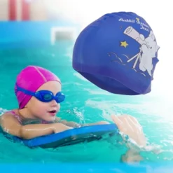 Unique Bargains Kid's Knitted PU Cartoon Binoculars Swim Cap 1 Pc