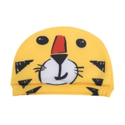 Unique Bargains Kid's Polyester Tigers Pattern Swim Cap Yellow Black 1 Pc -Outdoor Sports Series GUEST 5180b0cb f346 4859 9d06 6d53ea19400a