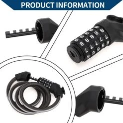Unique Bargains Bike Lock 5 Digit Resettable Bike Cable Adjustable Bike Chain Lock Black 1 Set