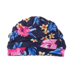 Unique Bargains Polyester Flower Pattern Swim Cap 5.91"x9.25" Navy Blue Pink 1 Pc -Outdoor Sports Series GUEST 54d4b7fa 10dc 47ca 8cbb 6b3efe628c65