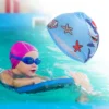 Unique Bargains Kid's Polyester Sharks Pattern Swim Cap Blue 1 Pc
