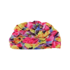 Unique Bargains Polyester Elasticity Flower Pattern Swim Cap 5.91"x9.25" Blue Yellow Pink 1 Pc -Outdoor Sports Series GUEST 5b1b3a1c 4339 4961 93db 703024848935
