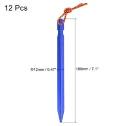Unique Bargains Tent Stakes Y-Beam With Pull Rope Aluminum Alloy For Canopy Tarp 12 Pcs