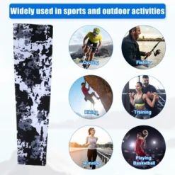 Unique Bargains Basketball Sports Camouflage Cooling Arm Elbow Compression Sleeve Black Gray White 1 Pair