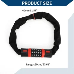 Unique Bargains Security Chain Combination Padlock Resettable 5 Digit Bike Lock Black Red 23.62" -Outdoor Sports Series GUEST 5fa781e5 0f37 4b2c ac1f f0af5ef2f0b7