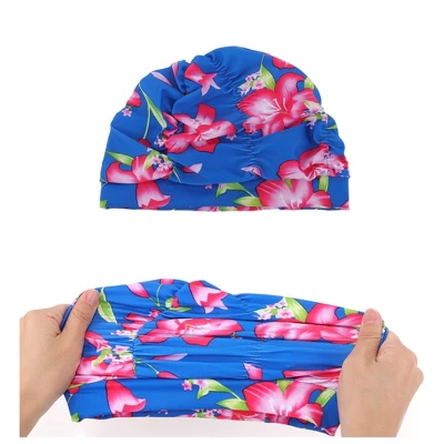 Unique Bargains Polyester Lilies Pattern Swim Cap 5.91"x9.25" Blue Pink 1 Pc 4 Unique Bargains Polyester Lilies Pattern Swim Cap 5.91"x9.25" Blue Pink 1 Pc - Image 4