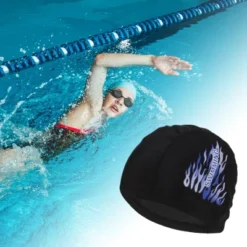 Unique Bargains Nylon Flame Pattern Durable Swim Cap 1 Pc