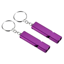 Unique Bargains Double Tubes Loud Aluminum Whistle With Lanyard Keychain 2 Pcs -Outdoor Sports Series GUEST 6549f870 88ce 4516 991b 8a829bf8cf43