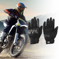 Unique Bargains Full Finger Motorcycle Gloves Carbon Fiber Pattern 1 Pair