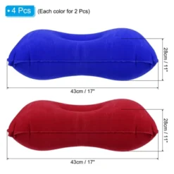 Unique Bargains Neck Support For Hiking Travel Flocked Inflatable Camping Pillows 4 Pcs 17" X 11"