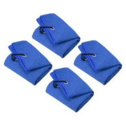 Unique Bargains Microfiber Super Absorbent Waffle Pattern Tri-Fold Golf Towels With D Hooks 4 Pcs 20"x16" -Outdoor Sports Series GUEST 6b98f0a4 a126 402f 801a e1ab414d5beb