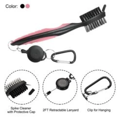 Unique Bargains Golf Tools With Cleaning Nails 2ft Retractable Lanyard Double Head Golf Club Brushes 2 Pcs