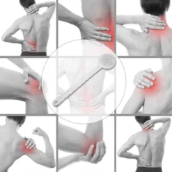 Unique Bargains Multiple Trigger Points Neck Shoulder Muscle Pain Ease PP TPE Handheld Bath Massager White 1 Pcs