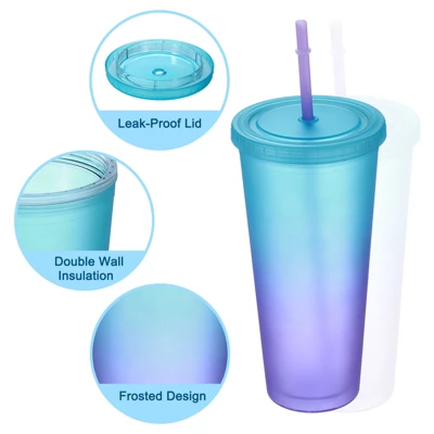 Unique Bargains Insulated Double Wall Tumbler With Lid And Straw 2 Unique Bargains Insulated Double Wall Tumbler With Lid And Straw - Image 2