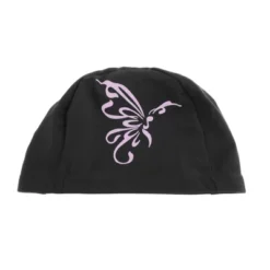 Unique Bargains Nylon Butterfly Print Swim Cap Black Pink 1 Pc -Outdoor Sports Series GUEST 73cfd945 fe11 484d b266 7314793851d9