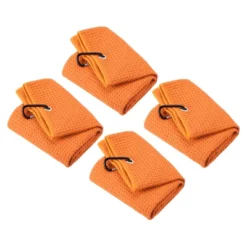 Unique Bargains Microfiber Super Absorbent Waffle Pattern Tri-Fold Golf Towels With D Hooks 4 Pcs 20"x16" -Outdoor Sports Series GUEST 7b01db9d 765b 4031 9a45 6d149035ce95