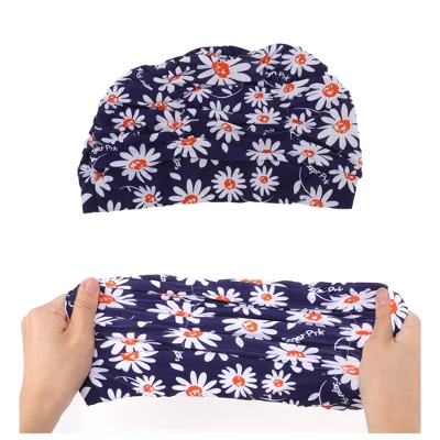 Unique Bargains Polyester Sunflower Pattern Swim Cap 5.91"x9.25" Navy Blue White 1 Pc 4 Unique Bargains Polyester Sunflower Pattern Swim Cap 5.91"x9.25" Navy Blue White 1 Pc - Image 4