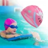Unique Bargains Kid's Polyester Cats Pattern Swim Cap Pink White 1 Pc