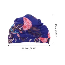 Unique Bargains Polyester Leaves Pattern Swim Cap 5.91"x9.25" Blue Pink 1 Pc -Outdoor Sports Series GUEST 7dea7971 80fc 4979 9b54 29cb989a39c2