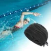 Unique Bargains Polyester Knotted Swimming Caps Black White 1 Pc