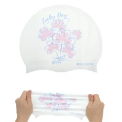 Unique Bargains Silicone Waterproof Lucky Clovers Swim Cap Blue Light Pink 1 Pc -Outdoor Sports Series GUEST 7f050243 4118 4e7b a64d fa51dce678e7