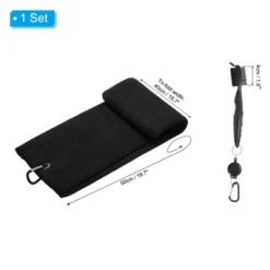 Unique Bargains Microfiber Waffle Tri-Fold Golf Towel With Groove Brush 1 Set 20"x16"