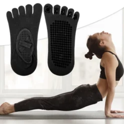 Unique Bargains Non-Slip Yoga Socks Five Toe Socks Pilates Barre For Women With Grips