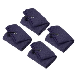 Unique Bargains Microfiber Super Absorbent Waffle Pattern Tri-Fold Golf Towels With D Hooks 4 Pcs 20"x16" -Outdoor Sports Series GUEST 873b1614 ea4a 4a7f 9963 06092ab04b37
