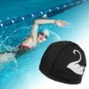 Unique Bargains Knitted PU Elastic Swans Pattern Swim Cap 1 Pc