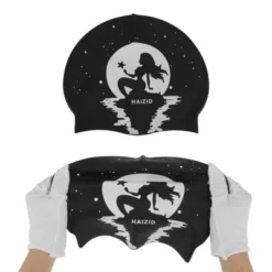 Unique Bargains Silicone Moon Mermaid Pattern Waterproof Swim Cap Black White 1 Pc -Outdoor Sports Series GUEST 8b0f083b 0fd1 40e3 abca 89d01659a027
