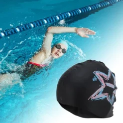 Unique Bargains Silicone Star Pattern Swim Cap 1 Pc