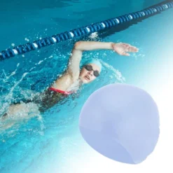 Unique Bargains Silicone Waterproof Solid Color Swim Cap 1 Pc