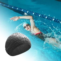 Unique Bargains Silicone Waterproof Water Drops Embossed Swim Cap 1 Pc