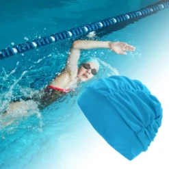 Unique Bargains Nylon Pleated Style Swimming Cap 1 Pc