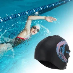 Unique Bargains Silicone Moon Pattern Swim Cap 1 Pc