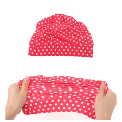 Unique Bargains Polyester Polka Dots Pattern Swim Cap 5.91"x9.25" Red White 1 Pc 4 Unique Bargains Polyester Polka Dots Pattern Swim Cap 5.91"x9.25" Red White 1 Pc - Image 4