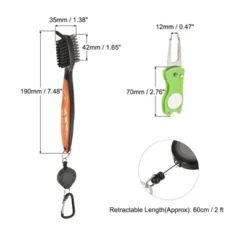 Unique Bargains Cord Clip Divot Tool And Golf Club Brush Double Sided Retractable Dust Groove Cleaner With Extension