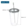 Unique Bargains Double Wall Acrylic Clear Straw Tumbler With Lid