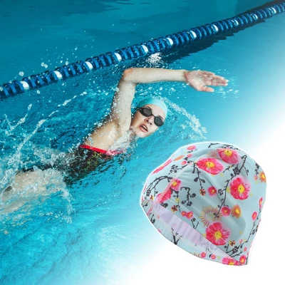Unique Bargains Elasticity Plum Blossoms Pattern Swim Cap 5.91"x9.25" 1 Pc 1 Unique Bargains Elasticity Plum Blossoms Pattern Swim Cap 5.91"x9.25" 1 Pc