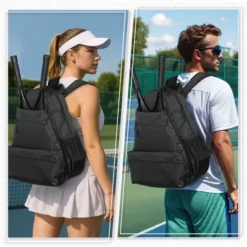 Unique Bargains Waterproof Separate Shoe Compartment Badminton Pickleball Tennis Backpack For 2 Rackets -Outdoor Sports Series GUEST 94d07ac3 0da7 4794 b8cb 916d2e615706