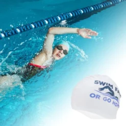 Unique Bargains Silicone Muscle Arm Pattern Waterproof Swim Cap White Black Blue 1 Pc