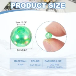 Unique Bargains Round Acrylic Tackle Lures Accessory Holographic Fishing Beads 200 Pcs