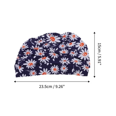 Unique Bargains Polyester Sunflower Pattern Swim Cap 5.91"x9.25" Navy Blue White 1 Pc 3 Unique Bargains Polyester Sunflower Pattern Swim Cap 5.91"x9.25" Navy Blue White 1 Pc - Image 3