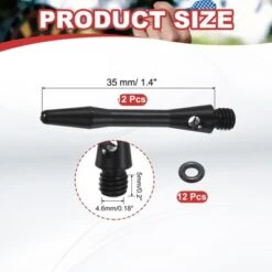 Unique Bargains 2BA Thread Aluminum Dart Shafts With Rubber Rings For Steel Tip 12 Pcs