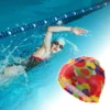 Unique Bargains Polyester Multicolor Hearts Pattern Swim Cap 5.91"x9.25" Yellow Red Green 1 Pc