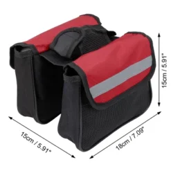 Unique Bargains Bike Saddlebag Bicycle Frame Bag Tool Pouch Pack Storage Bag Black Red 1 Pc