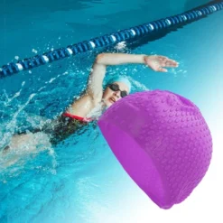 Unique Bargains Silicone Ellipse Texture Swimming Cap 1 Pc