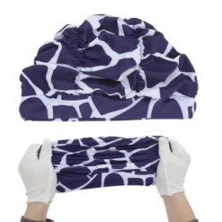 Unique Bargains Nylon Pleated Style Swimming Cap Navy Blue White 1 Pc -Outdoor Sports Series GUEST a440f51b 4de6 4e0a 87b6 1f1f1670e49c