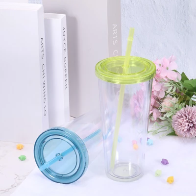 Unique Bargains Double Wall Acrylic With Lid And Straw Clear Tumbler 3 Unique Bargains Double Wall Acrylic With Lid And Straw Clear Tumbler - Image 3