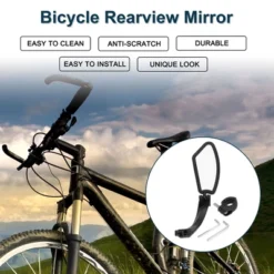 Bike Rearview Mirror 11.2x4.5cm Adjustable | Front Left Handlebar Bike Mirror Black With Mounting Accessories For Bicycle Mountain Road Bike 1 Set